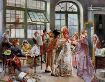 dames habiller Mariano Alonso Pérez Rococo Peinture à l'huile